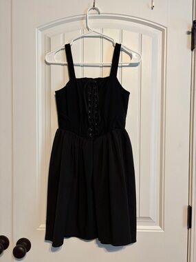 Girls' Black Lace-Up Sundress